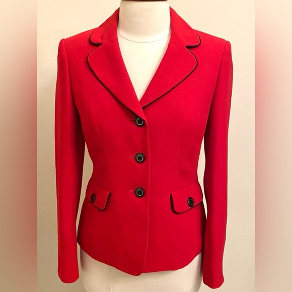 Jones New York Jackets & Blazers - Jones New York Suit Separates Vintage Red Black Button Lined Blazer Jacket SZ 4